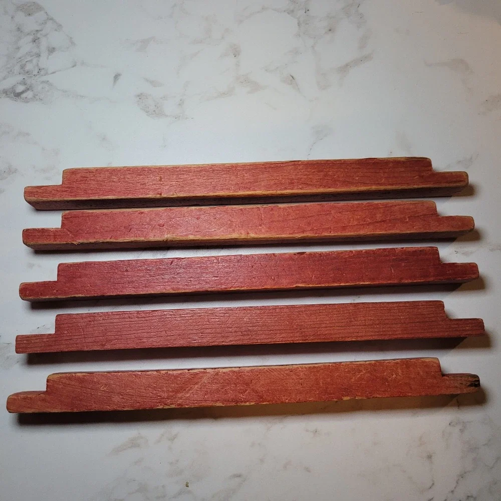 Vintage Lincoln Square Blocks‎ Building Notched Logs Red Wood Toy Replacement